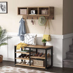 5-in-1 Entryway Hall Tree With Coat Rack, Shoe Bench, 7 Hooks, 3 Cubbies And 3-Tier Shoe Rack