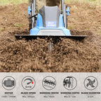 BILT HARD Electric Garden Tiller Cultivator 16 inch 13.5 Amp 6 Steel Tines