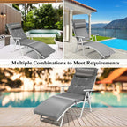 7 Position Folding Outdoor Chaise Lounge Chair With Cushion And Pillow