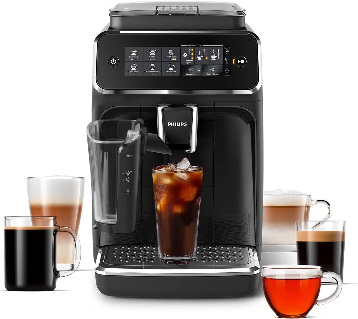 PHILIPS 3200 Series Fully Automatic Espresso Machine With LatteGo And Iced Coffee, Black - EP3241/74