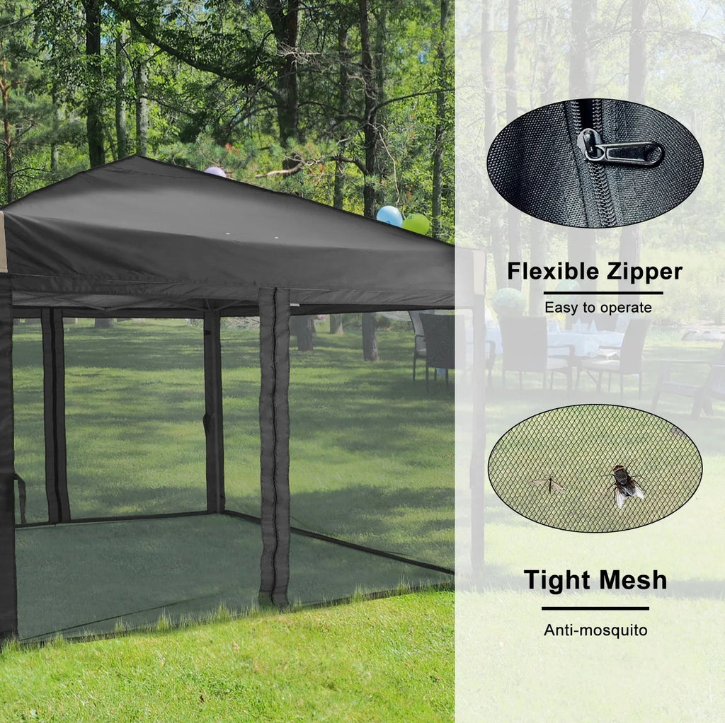 Aoodor Pop Up Canopy 12'x12' With Removable Mesh Sidewalls - Black