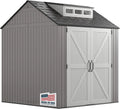 Rubbermaid Resin Outdoor Storage Shed With Floor, 7 x 7 Ft, Gray