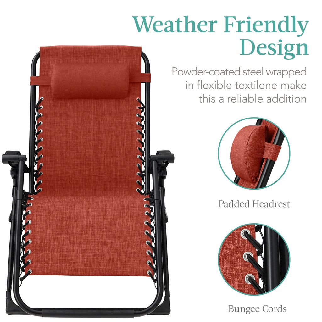 Best Choice Products Oversized Zero Gravity Folding Recliner With Removable Cushion And Side Tray - Fossil Gray