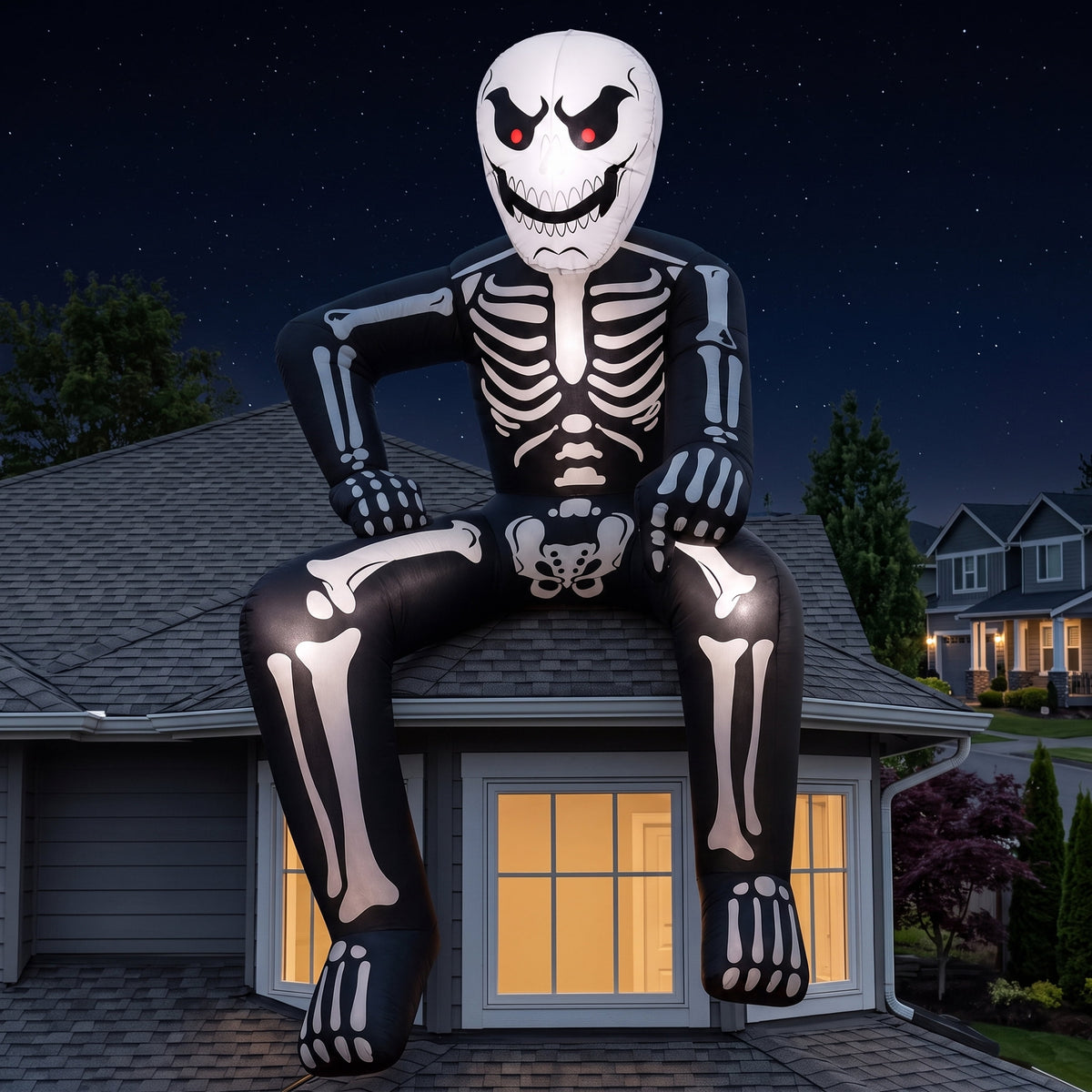Joyfy 4.5 FT Halloween Inflatable Decorations Outdoor Scary Flying Ghost Broke Out from Window with Built-in LED Blow Up Inflatable for Window Decoration Yard Garden Lawn Decor