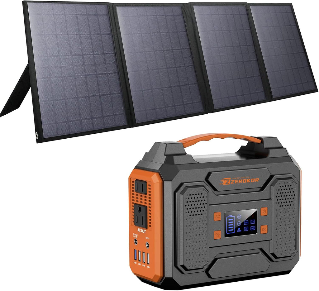 ZeroKor Solar Generator Kit 300W With 40W Solar Panel And 110V AC Outlet