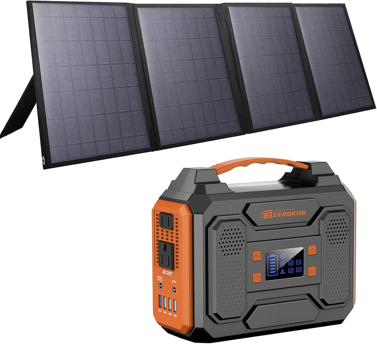 ZeroKor Solar Generator Kit 300W With 40W Solar Panel And 110V AC Outlet