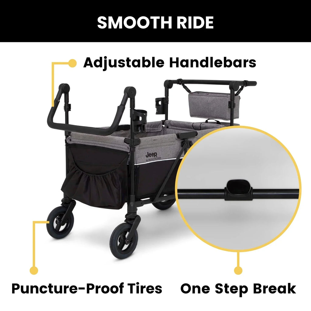 Delta Children Jeep Wrangler Deluxe 4 Seater Stroller Wagon