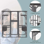 Outdoor Wooden Cat Catio Enclosure, 71 x 38 x 71 in, 7 Platforms, Grey