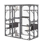 Outdoor Wooden Cat Catio Enclosure, 71 x 38 x 71 in, 7 Platforms, Grey