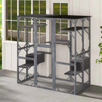 Outdoor Wooden Cat Catio Enclosure, 71 x 38 x 71 in, 7 Platforms, Grey