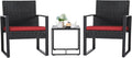 3-Piece Patio Wicker Conversation Set With Coffee Table - Black