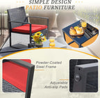 3-Piece Patio Wicker Conversation Set With Coffee Table - Black