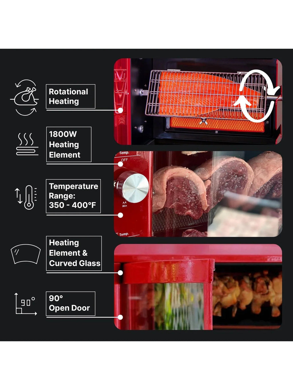 Brazilian Flame Churrasco Propane Gas Rotisserie Oven Grill Roaster With Auto Rotating Skewers - 2024 Series