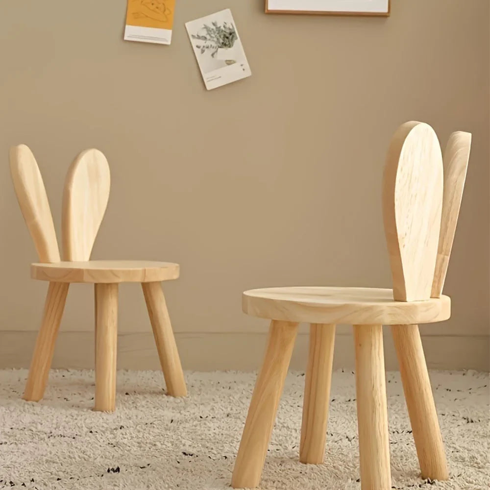 Ecoboom Wooden Rabbit Ears Stools, 2pcs - Rubber Wood