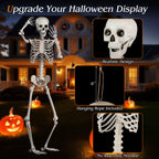 Costway 5.4 FT Halloween Skeleton Decoration Life Size Large Skeleton with Posable Joints 64.5 Inches Ivory White