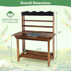 DORTALA Kids Potting Bench Mud Kitchen, Fir Wood, 4 Pots, 28 x 16 x 36 in
