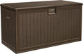 150-Gallon Resin Deck Storage Box With Divider And Side Handles, Dark Brown