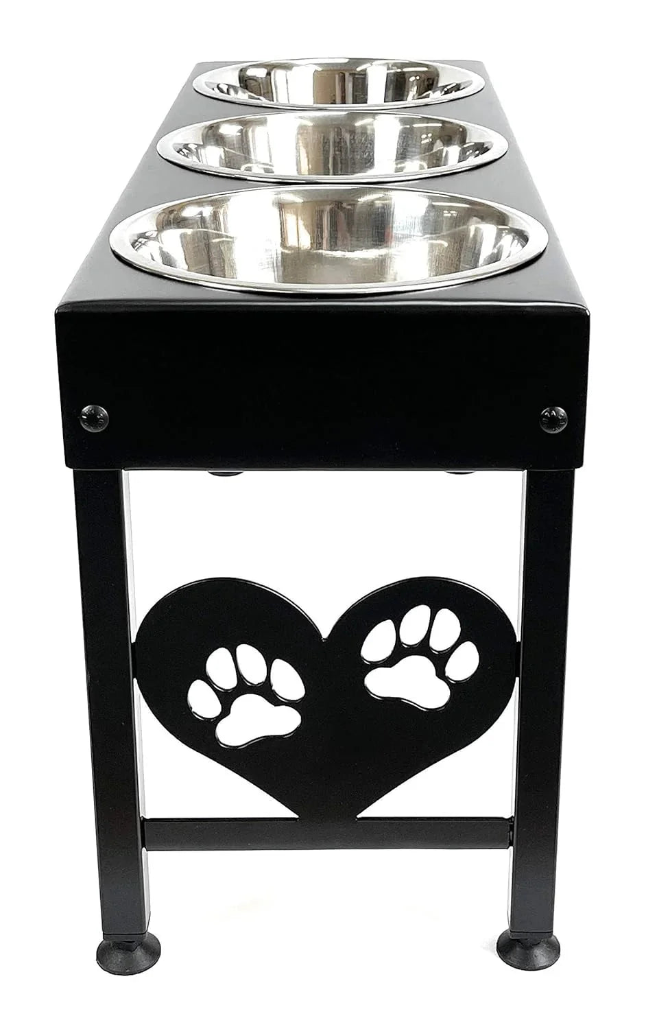 Elevated Triple Dog Feeding Station With 3-Quart Stainless Steel Bowls, 16 Inch Tall