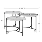 Bailey Street Home 38 inch Tiered Coffee Table, White Venetian Marble/Gunmetal Finish - 208-Bel-3826004