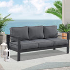 Superjoe Outdoor Patio Sofa 3 Seats Gray Aluminum With Dark Grey Cushions