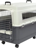SportPet Designs XXX-Large Gray Rolling Plastic Dog Crate With Wire Door