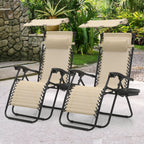 MoNiBloom Zero Gravity Reclining Chairs Set Of 2 With Canopy Shade And Headrest, Black - 330 lbs