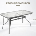 Arlopu Rectangular Patio Dining Table With 5mm Tempered Glass Top