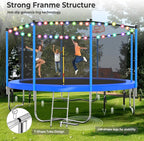 Trampoline With Enclosure Net And Adjustable Basketball Hoop - 8ft, 10ft, 12ft, 14ft, 15ft, 16ft