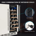 Ecojoy 24 Inch Dual Zone Wine And Beverage Refrigerator, 20 Bottles And 57 Cans