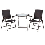 Ulax Furniture 3-Piece Wicker Folding Bistro Set With Balcony Table And Chairs