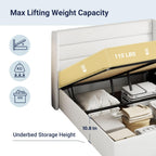 Queen Size Lift-Up Storage Bed With Wingback Headboard, Upholstered Platform Bed Frame With Hidden Storage