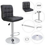 ZENY Bar Stool Set Of 4 With Soft Cushion And Metal Frame - Black