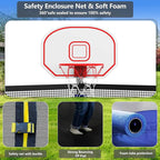 Trampoline With Enclosure Net And Adjustable Basketball Hoop - 8ft, 10ft, 12ft, 14ft, 15ft, 16ft