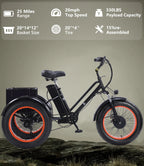 YEBEI Folding Electric Tricycle for Adults, 500W Motor, 48V15AH Lithium Battery, 20 x 4.0 in Fat Tires