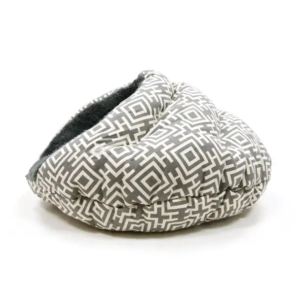 Small Dog Burger Snuggle Bed, Modern Grey, 24in L x 23in W x 12in H
