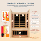 DYNAMIC SAUNAS 2-Person Low EMF Far Infrared Sauna With Red Light Therapy And Bluetooth Speakers, Canadian Hemlock - Andora