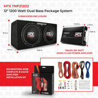 MTX Dual 12in Loaded Car Subwoofer Enclosure With Amplifier And Amp Kit - TNP212D2