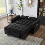4-in-1 Velvet Pull-Out Sleeper Sofa Bed Loveseat With Reclining Backrest And 2 Side Pockets