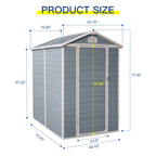 Seizeen Outdoor Resin Storage Shed, 41 Cu. Ft. / 306 Gal, Gray, 3 Doors With Floor