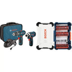 BOSCH 12V Max Cordless Drill/Driver And Impact Driver Combo Kit With 2 Batteries, Charger And Case - CLPK22-120