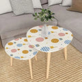 JYHOME Small Nesting Coffee Table - Hot Air Balloons Sky Triangle Pattern