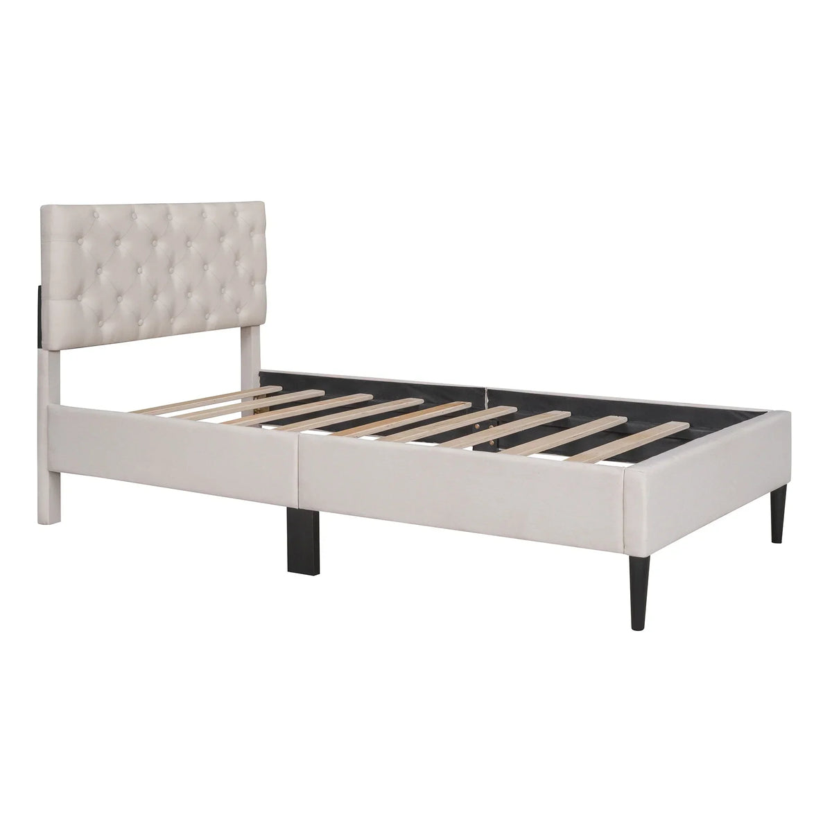 Button-Tufted Platform Bed - Twin Size
