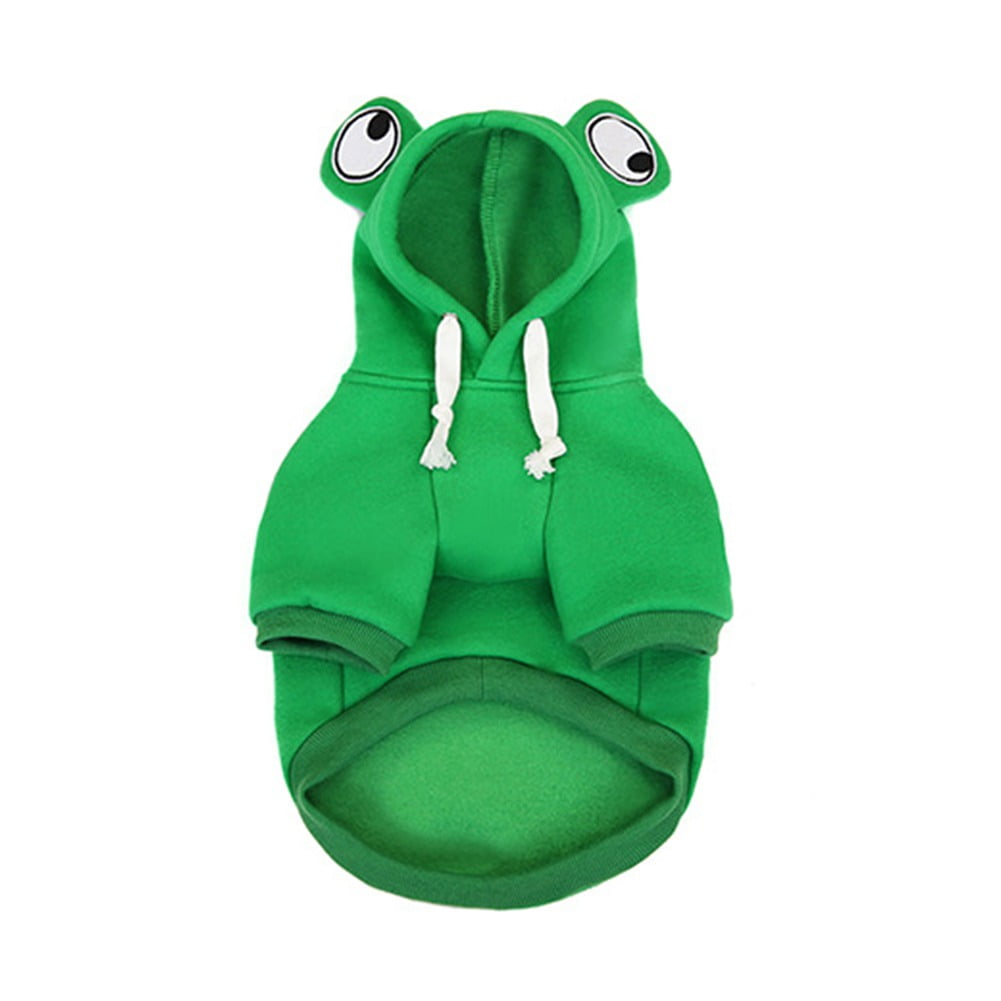 Winter Warm Plush Dog Coat Hoodie, Pet Halloween Frog Cosplay Costume for Small Dogs