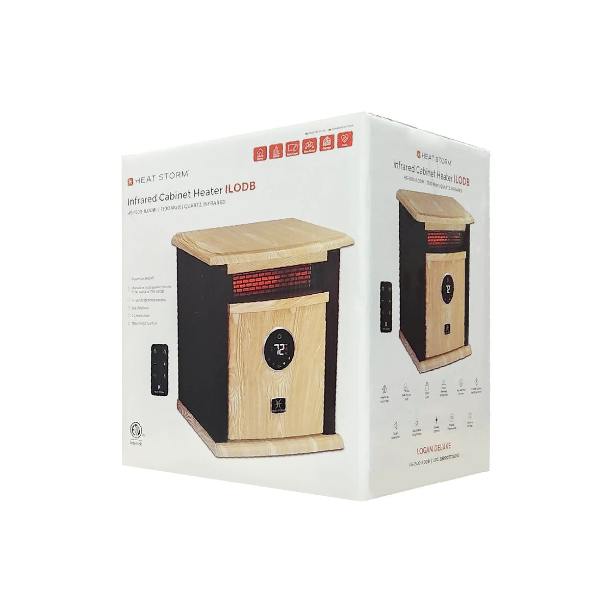 Heat Storm Logan Deluxe Infrared 1500W Space Heater, Black - HS-1500-ILOD-B