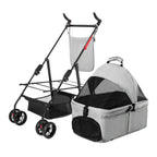 iMounTEK 4-Wheel Foldable Pet Stroller With Removable Liner And Storage Basket - Gray