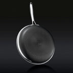 HexClad Hybrid Stainless Steel Cookware Pan Set, 6 Piece, 8 inch, 10 inch, 12 inch, Glass Lids, Black