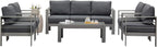 Superjoe Outdoor Patio Sofa 3 Seats Gray Aluminum With Dark Grey Cushions