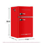 Frigidaire Retro Two-Door Compact Refrigerator With Freezer, 3.1 Cu. Ft., Red