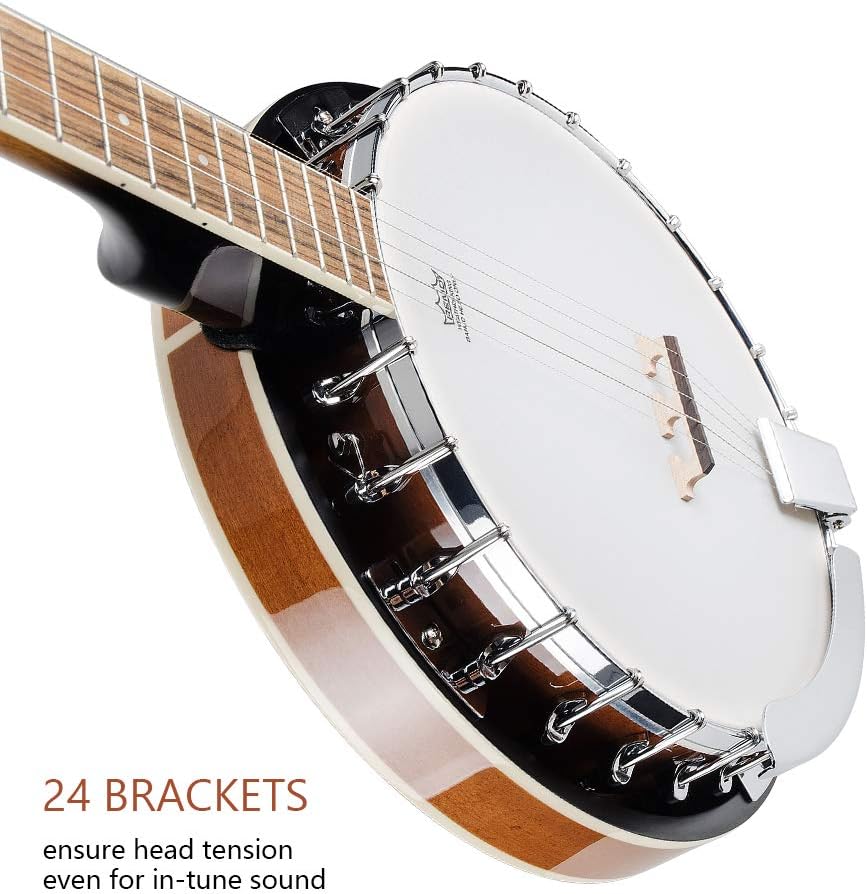 Vangoa 5-String 38 Inch Resonator Banjo Kit, Brown - VBJ-40