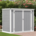 Seizeen Outdoor Resin Storage Shed, 41 Cu. Ft. / 306 Gal, Gray, 3 Doors With Floor
